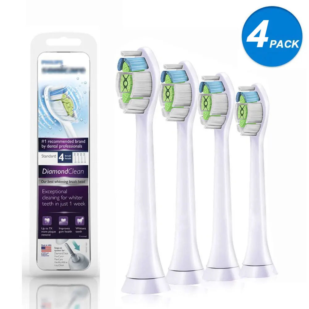 4 шт Съемные насадки для зубной щетки зубных щеток Philips Sonicare DiamondClean HydroClean черно