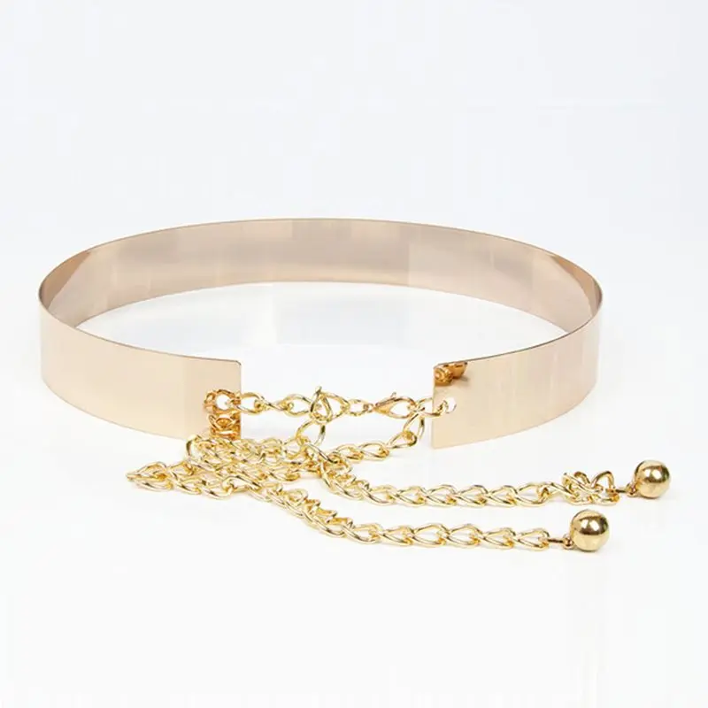 2019 New Metal Chain Belt Women Mirror Silver Luxury Fashion Waist Belts Ladies Waistband Gold Chic Wide Accessories 100cm | Аксессуары
