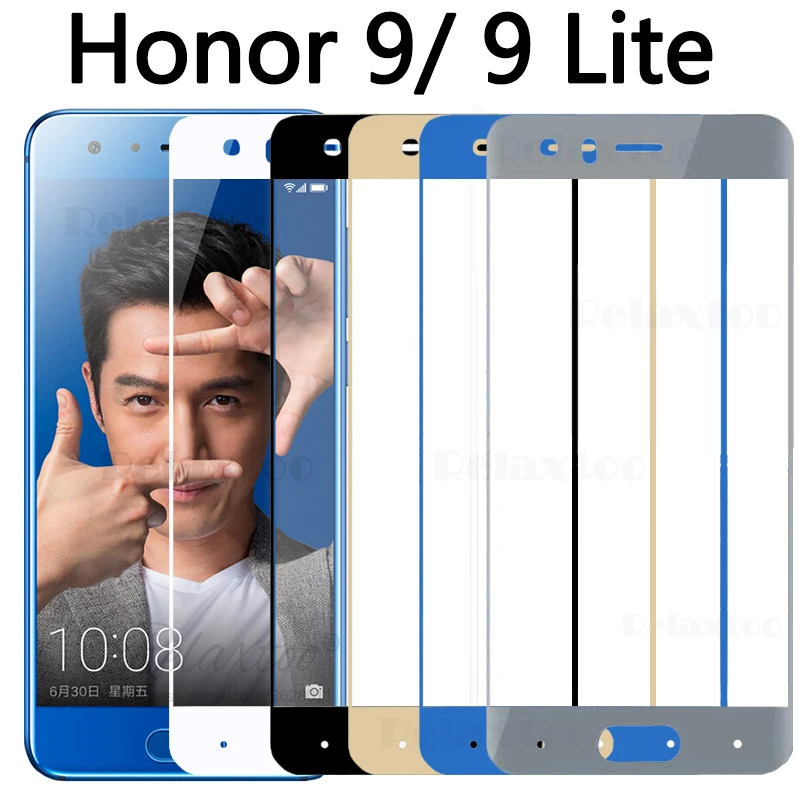 Закаленное Полноразмерное Защитное стекло для Honor 9 Lite Huawei honor lite светло серого