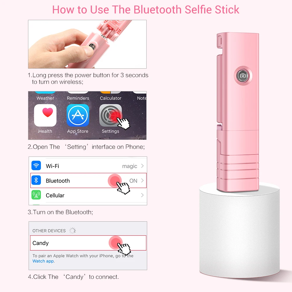 Мини Bluetooth селфи-палка RAXFLY для iPhone 7 8 Plus X светодиодная вспышка складной монопод