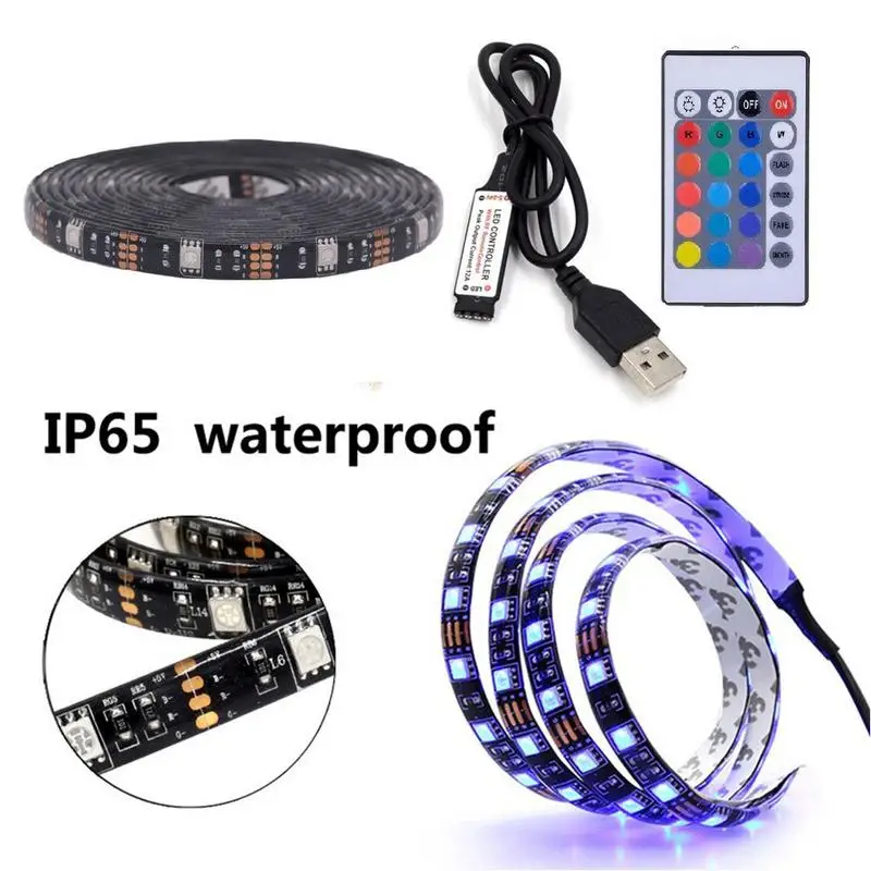 5 в постоянного тока USB Светодиодная лента 5050 RGB LED водонепроницаемый гибкий свет 50