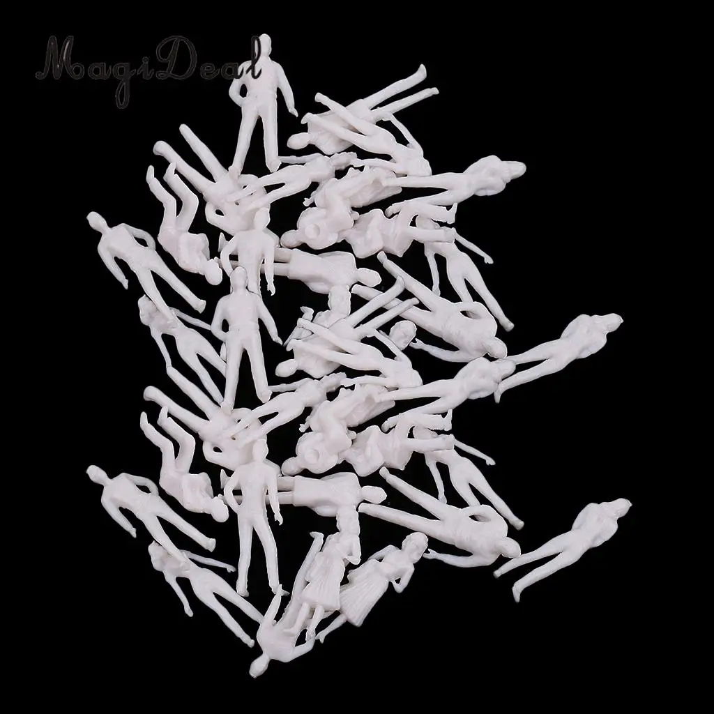

40Pcs 1/50 O Scale Unpainted Model People Miniature Figures Architectural Model Human Plastic Scene Simulation