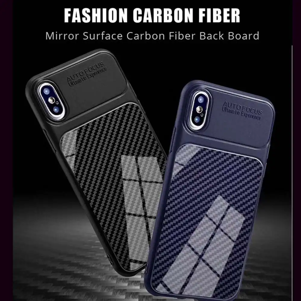 Силиконовый зеркальный чехол KISSCASE из ТПУ для iPhone X XS XR углеродного волокна Max