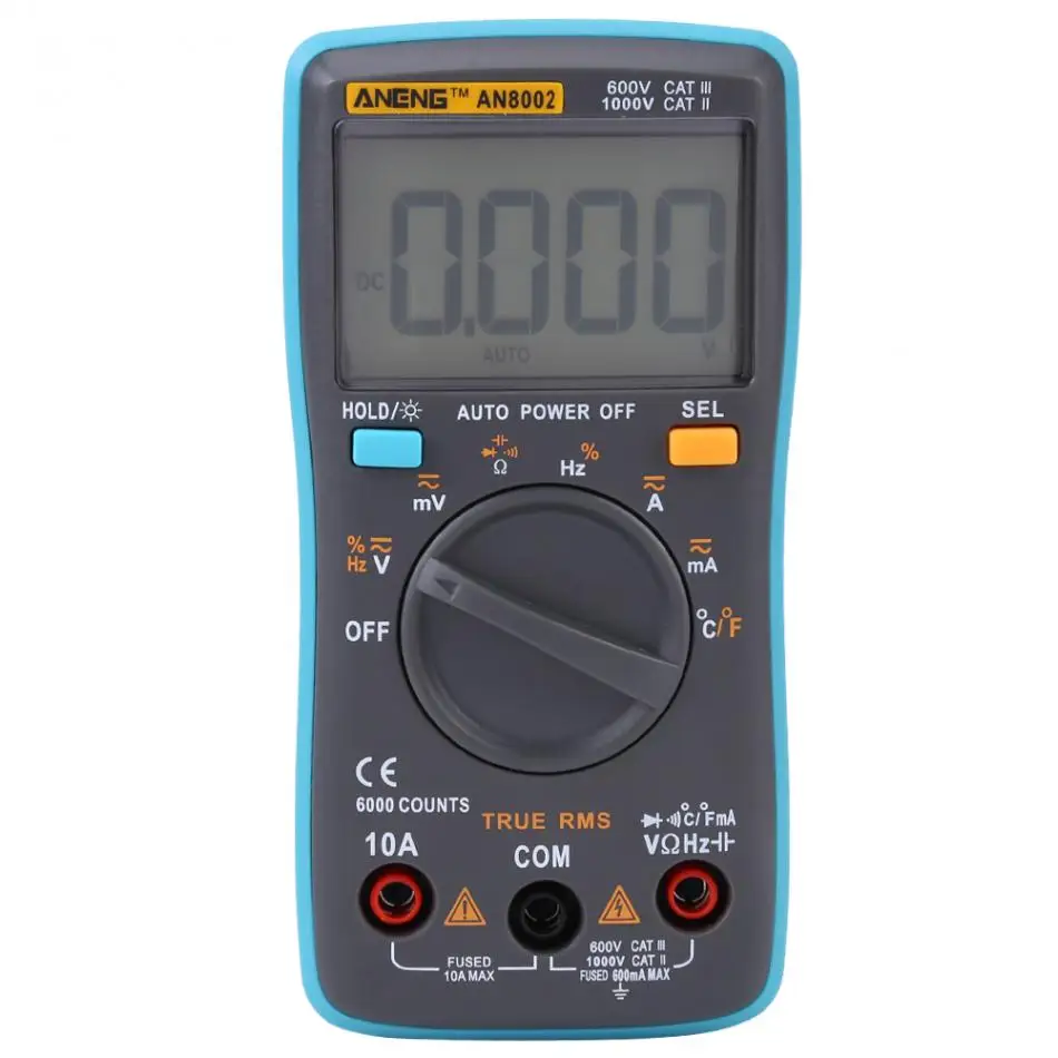 Высокая точность AN8002 True RMS цифровой мультиметр AC/DC Напряжение Ток Ома метр 6000