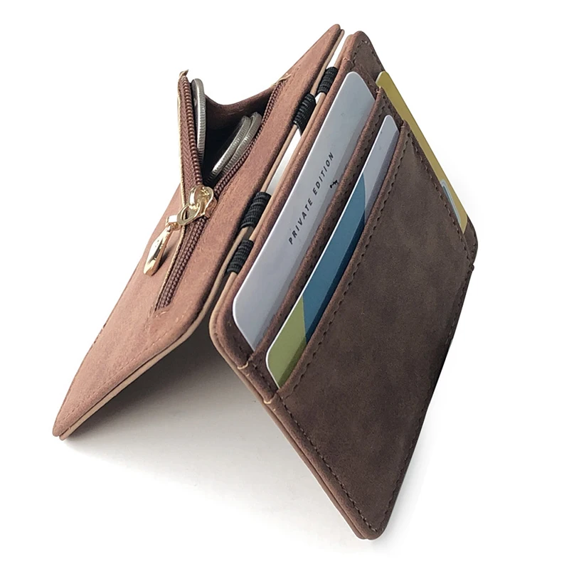 Fashion New Business Men Nubuck Leather Slim Wallet Credit Card Holder Magic Mini Clutch Bag Small Coin Purse ID Pocket | Багаж и сумки