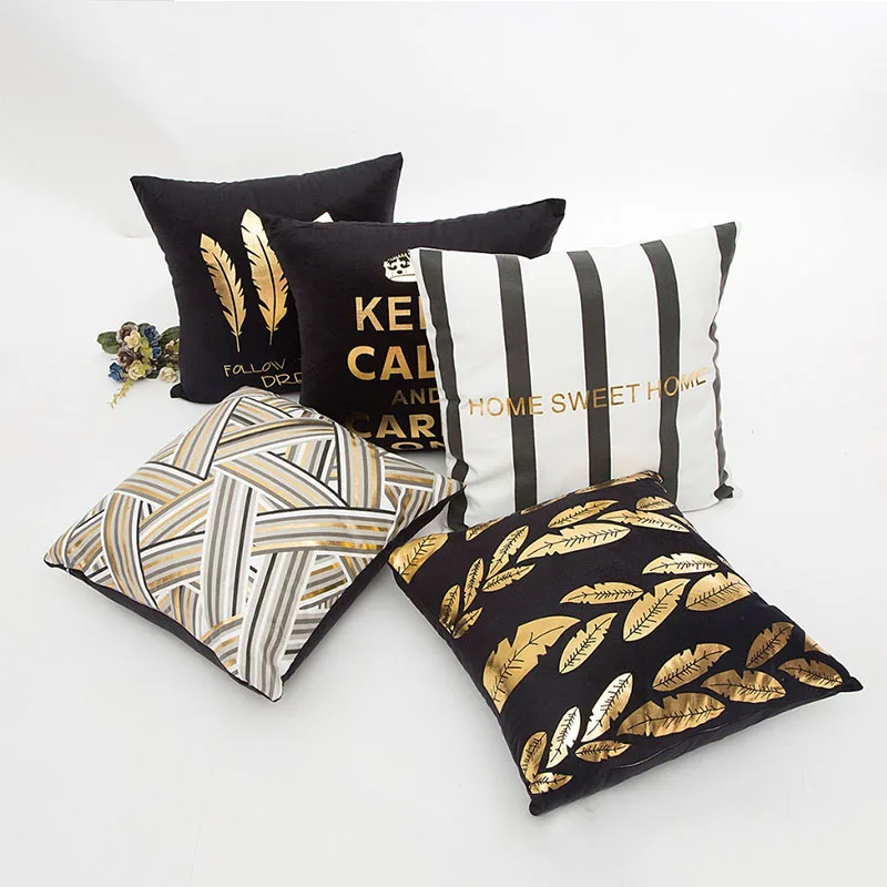 Hot Sale Office Geometric Popular Pineapple Pillow Cases 1PC Cotton Gold Bronzing Home Decorative Bedroom New Luxury | Дом и сад