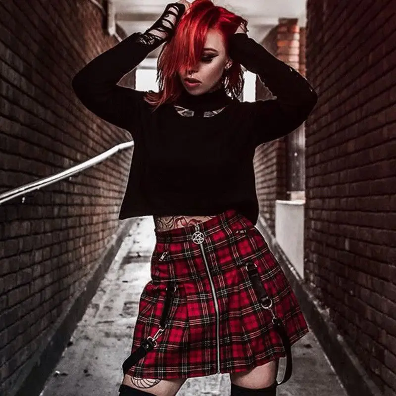 Женская плиссированная юбка трапециевидной формы Thefound красная средней длины в