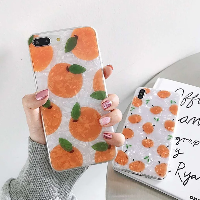 USLION Dream Shell фрукты шаблон чехлы для телефонов iPhone X XS XR Xs Max блестящие мягкие ТПУ