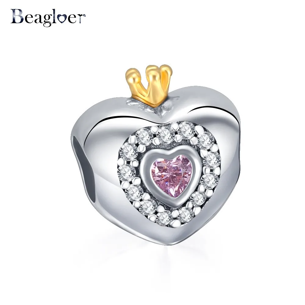 Beagloer модное очарование сердца с 100% Аутентичные 925 Серебряные бисерные Подвески