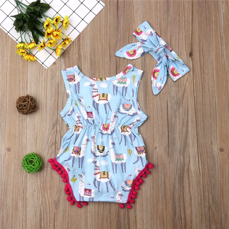 PUDCOCO/комбинезон с принтом ламы для маленьких девочек повседневный комбинезон От 0