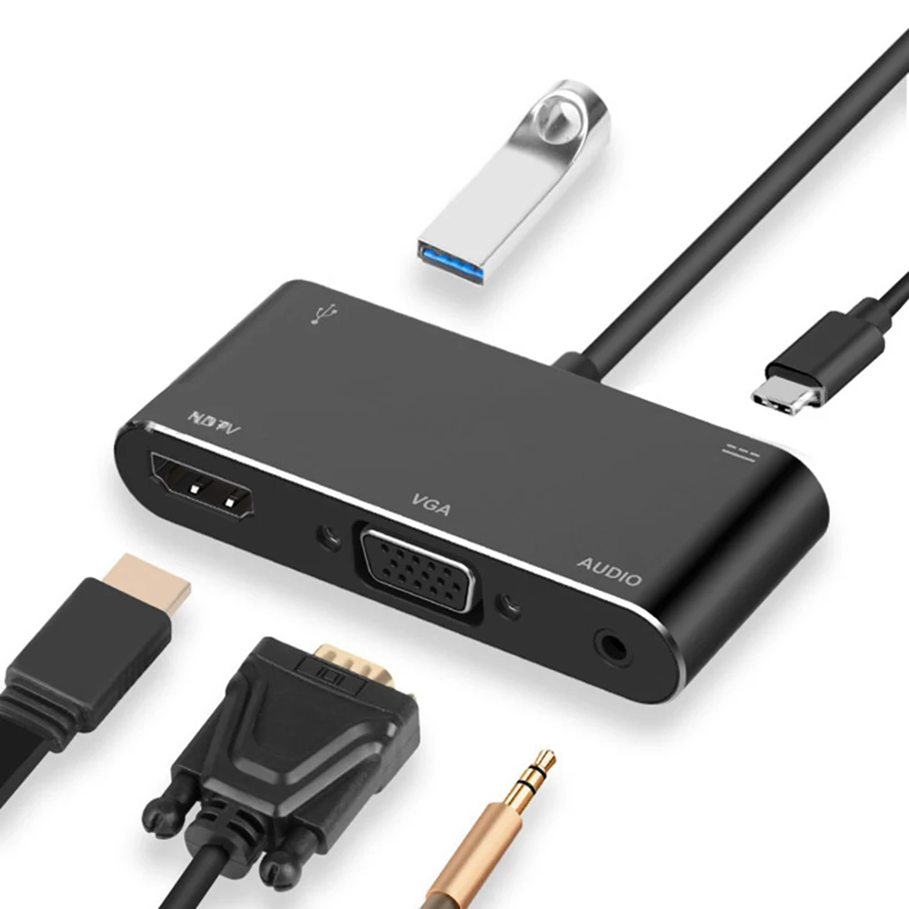 Тип C к Hdmi 4K Vga Hdtv + 3 5 мм аудио видео адаптер Pd зарядное устройство для Macbook Google