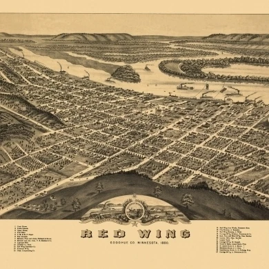 Историческая карта Red Wing Minnesota 1880 годдхью (18x24)|Таблички и знаки| |