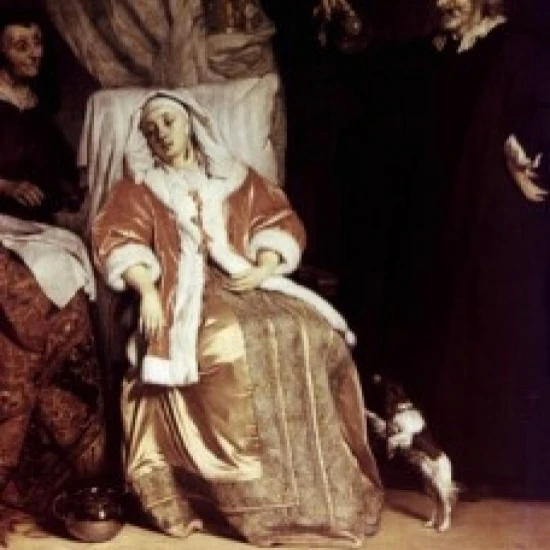 Врач посещение больной девушки Габриэль метсу холст масло 17th century 1629 1667 Россия