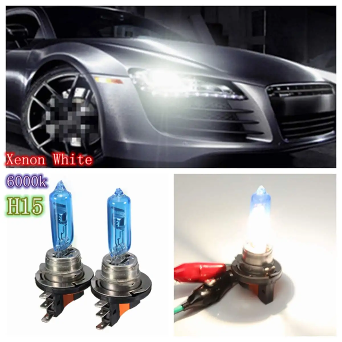 1 пара супер белая лампа H15 для фар HID 6000K AUDI VW GOLF/450LM H/1200LM 15 Вт/55 Вт|Фара авто в сборе|