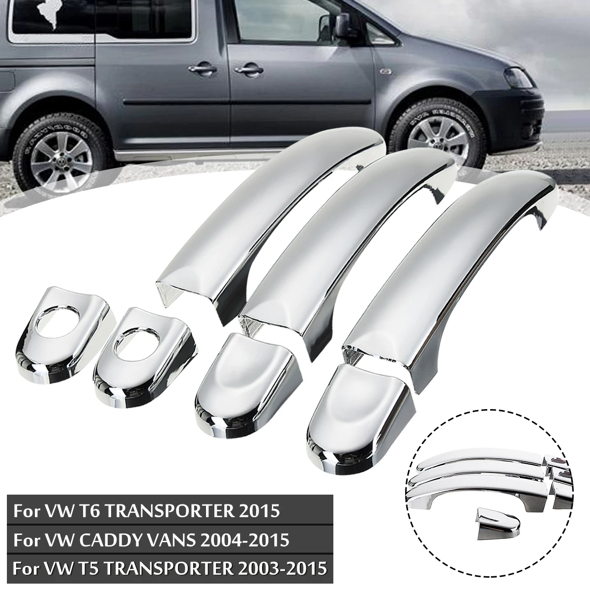 7 шт. хромированные накладки на дверную ручку для VW Transporter T5 T6 Caddy Van 2003 2004 2005 2006 2007