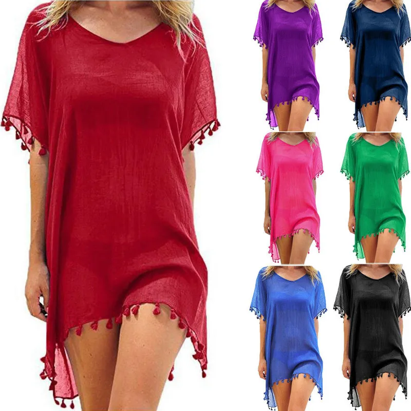 Женская пляжная одежда Boho купальник бикини с кисточками летнее платье|Женские