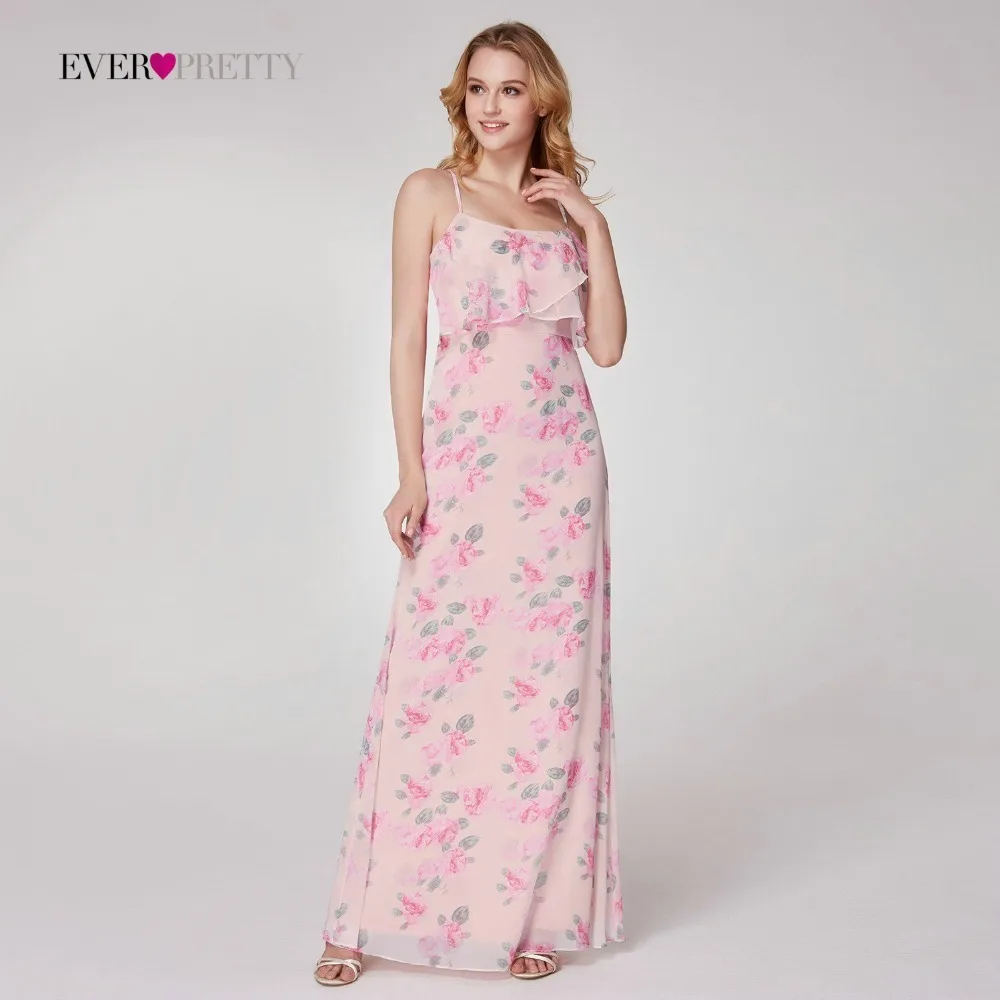Bridesmaid Dresses Long Ever Pretty EP07236 Cheap Chiffon Sleeveless Floral Beach Dress for Wedding Guest Party Bridemaid robes | Свадьбы и