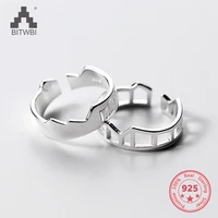 korea new design s925 sterling silver simple fashion smooth hollow open ring jewelry for women