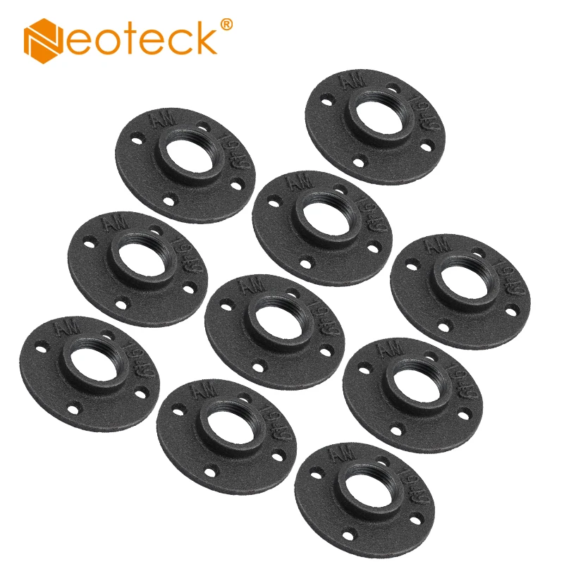 

Neoteck 10 Pcs 1" New Antique Malleable Threaded Floor Flange Iron Pipe Fittings Vintage Hardware Tools Flange Piece