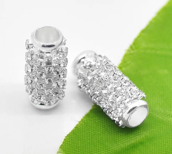 

DoreenBeads посеребренные прозрачные стразы разделительные бусины 23x10 мм (7/8 "x3/8") 5 шт. (B16888) yiwu
