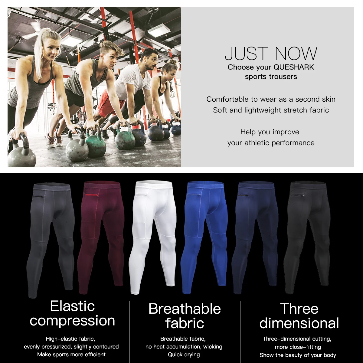 Men Compression Breathable Running Pants Workout Base Layer Tights Leggings Fitness Gym Trousers with Zipper Pocket Custom Logo | Спорт и