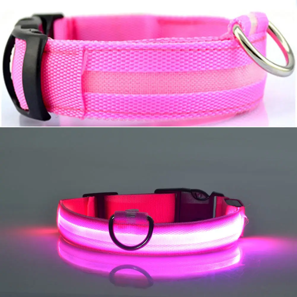 Dog Pet LED Collar Flashing Luminous Adjustable Safety Light Nylon 4 Modes Harnesses Night Outdoor Walk a Leads | Дом и сад