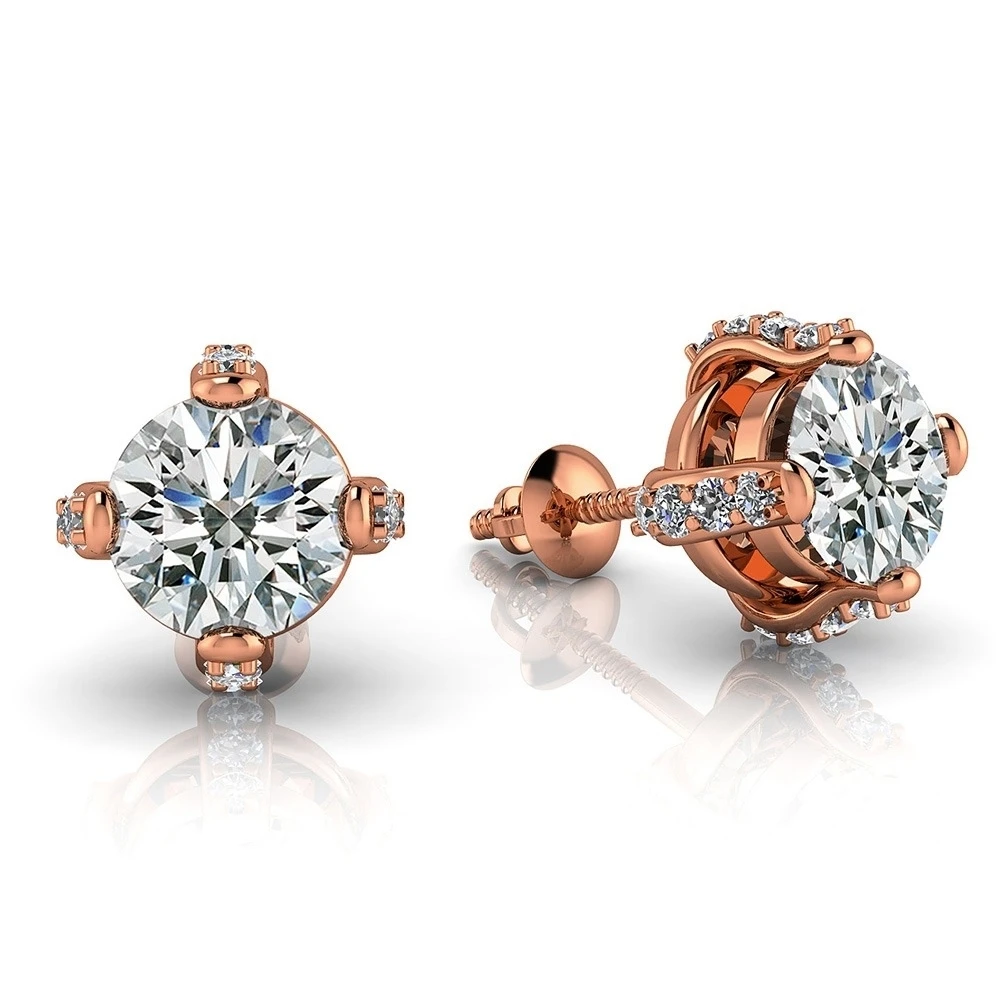 1 46 Ct круглая огранка природных алмазов стилист серьги в 18 k Rose Gold (1 карат H I