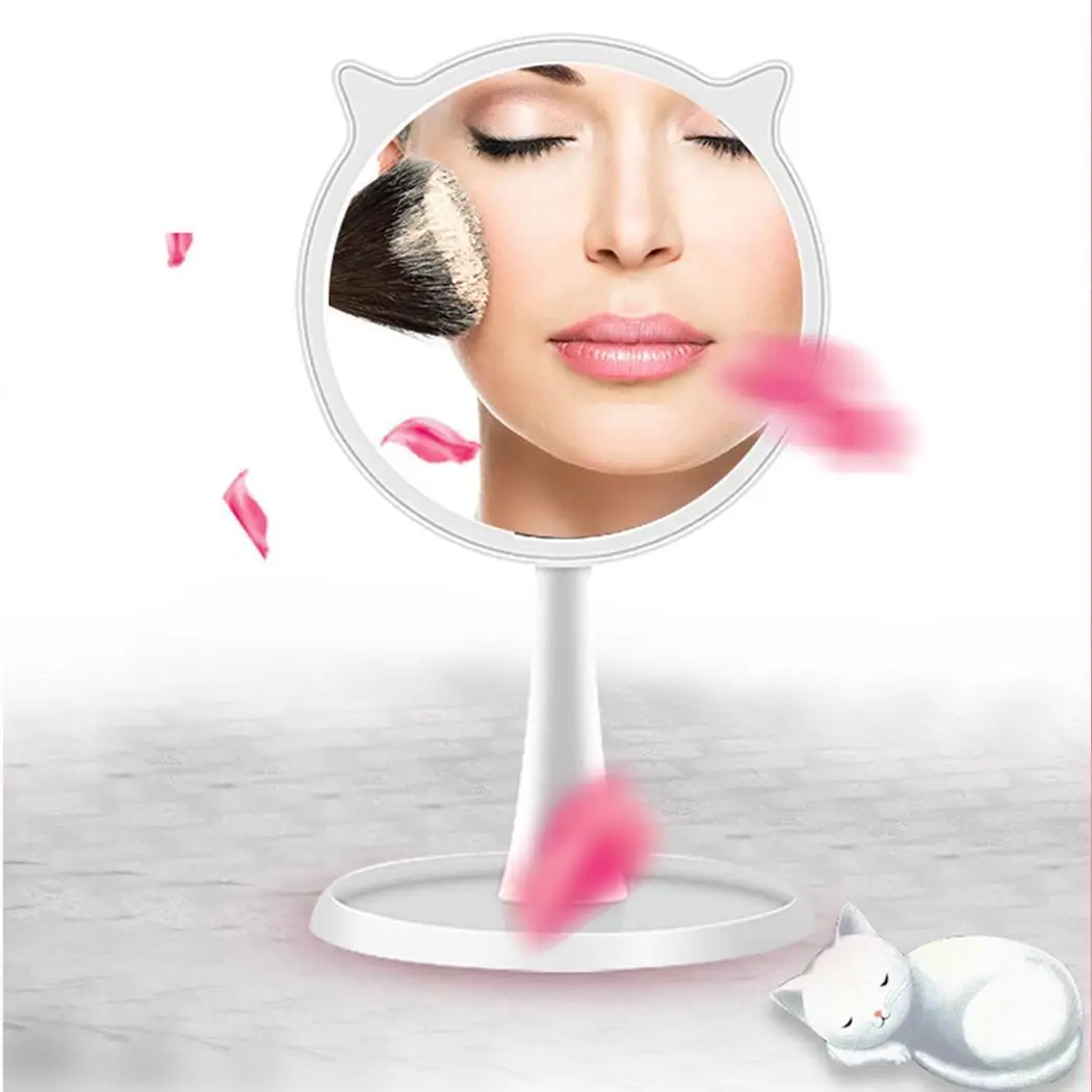 Practical Rechargeable 90 Degree Rotation Cute Makeup About 30 Days Mirror Touch USB 4-5h With Home LED Light | Красота и здоровье