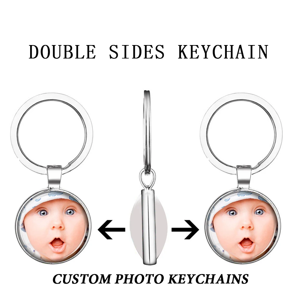

DIY Handmade Double-sided Glass Key Chain Personalized Custom Photo Lovers Baby Male Female Accessories Jewelry Birthday Gift