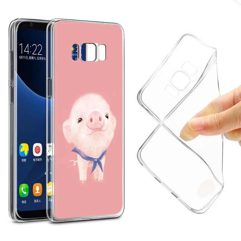 Чехол KISSCASS с милой Свинкой для Samsung Galaxy S8 S9 Plus Note 8 мягкий милый чехол из ТПУ A3 A5 A7 2016