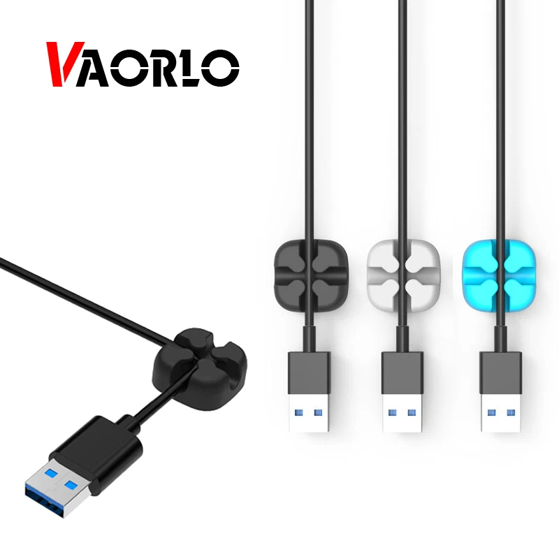 Намотка для кабеля VAORLO органайзер USB силиконовые гибкие зажимы управления
