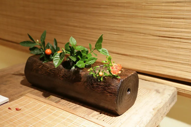 Деревянный цветочный горшок маленькая вспышка Botany для суккулентных растений