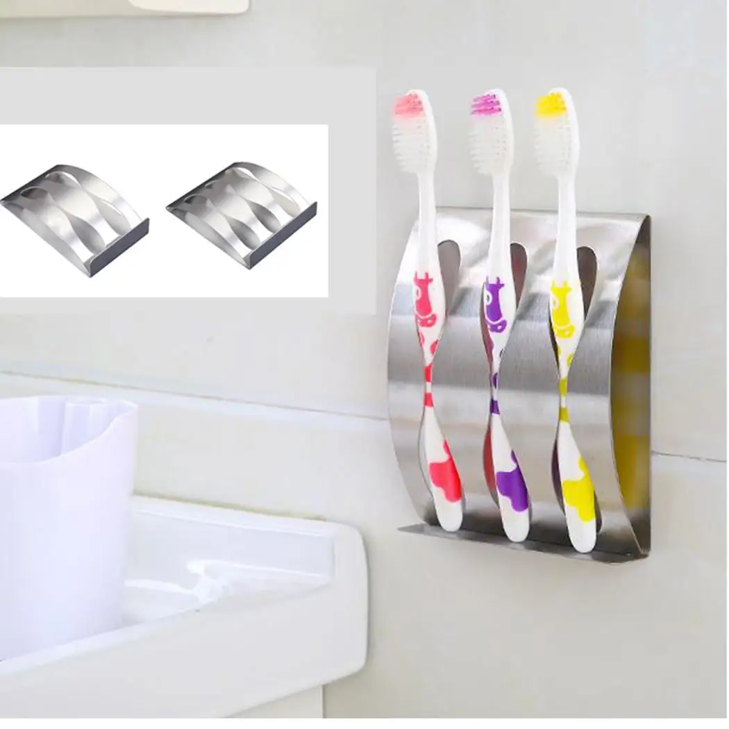 Wall Mount Toothbrush Holder 3/2 Hook Self Adhesive 150g(2 holes) 210g(3 Bathroom Accessories Silver | Дом и сад