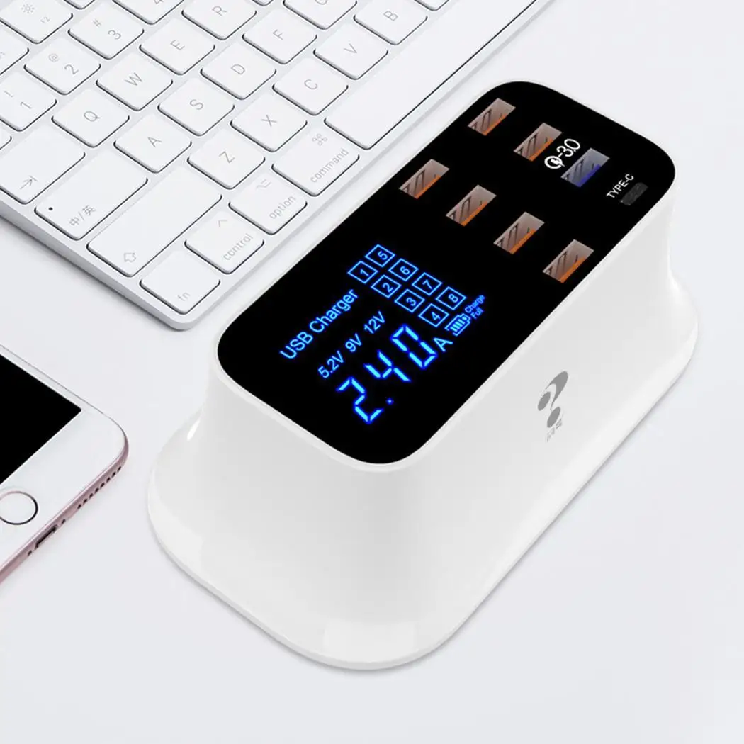 Smart Тип usb C светодиодный Дисплей Desktop Быстрая зарядка мобильного телефона USB