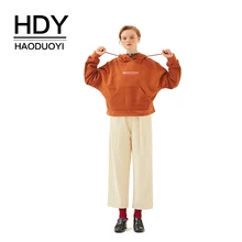 Толстовка HDY haoduoyi однотонная с глубоким вырезом на плечах