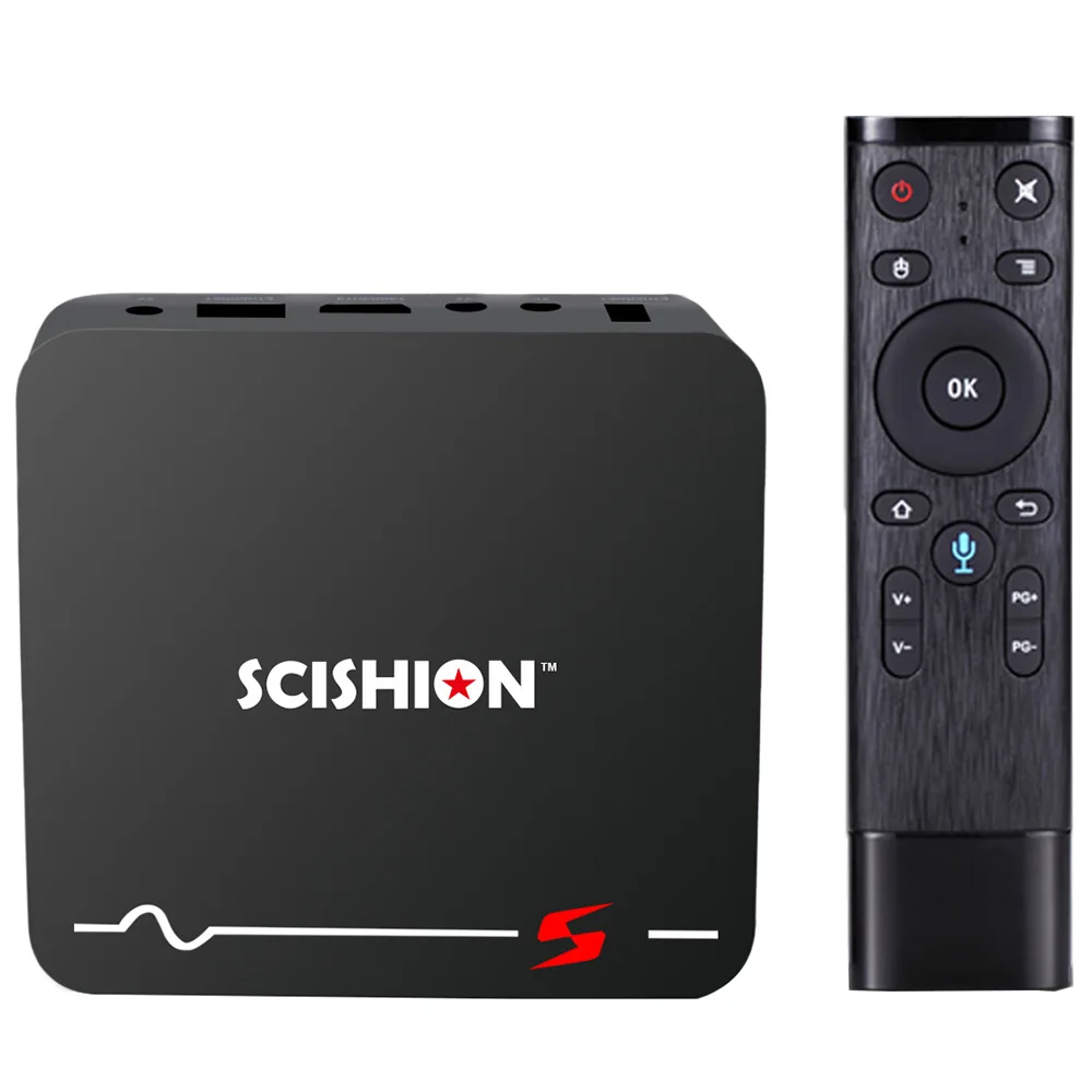 SCISHION Модель S Smart ТВ Ящик Голосовой удаленного RK3229 Android 8 1 2 ГБ 16 2.4g WiFi 100 Мбит/с