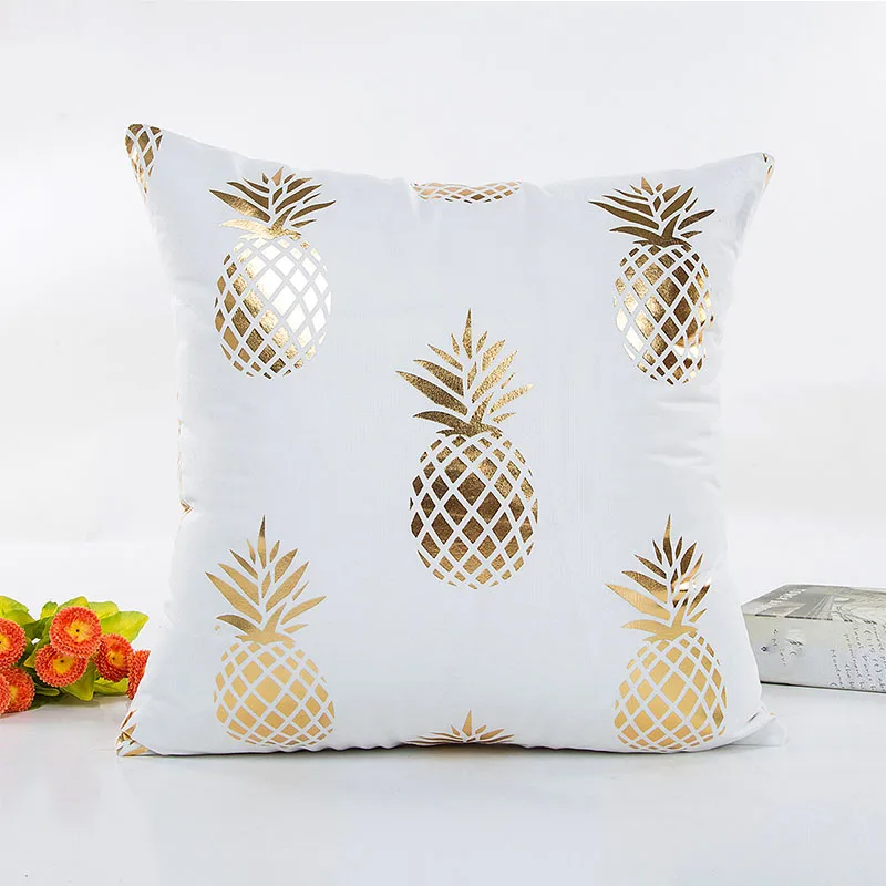 Hot Sale Office Geometric Popular Pineapple Pillow Cases 1PC Cotton Gold Bronzing Home Decorative Bedroom New Luxury | Дом и сад