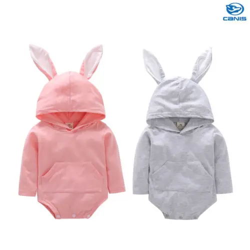 

Summer Newborn Baby Kdis Girl Boy Hooded Bodysuit Jumpsuit Casual Clothes Easter Outfits