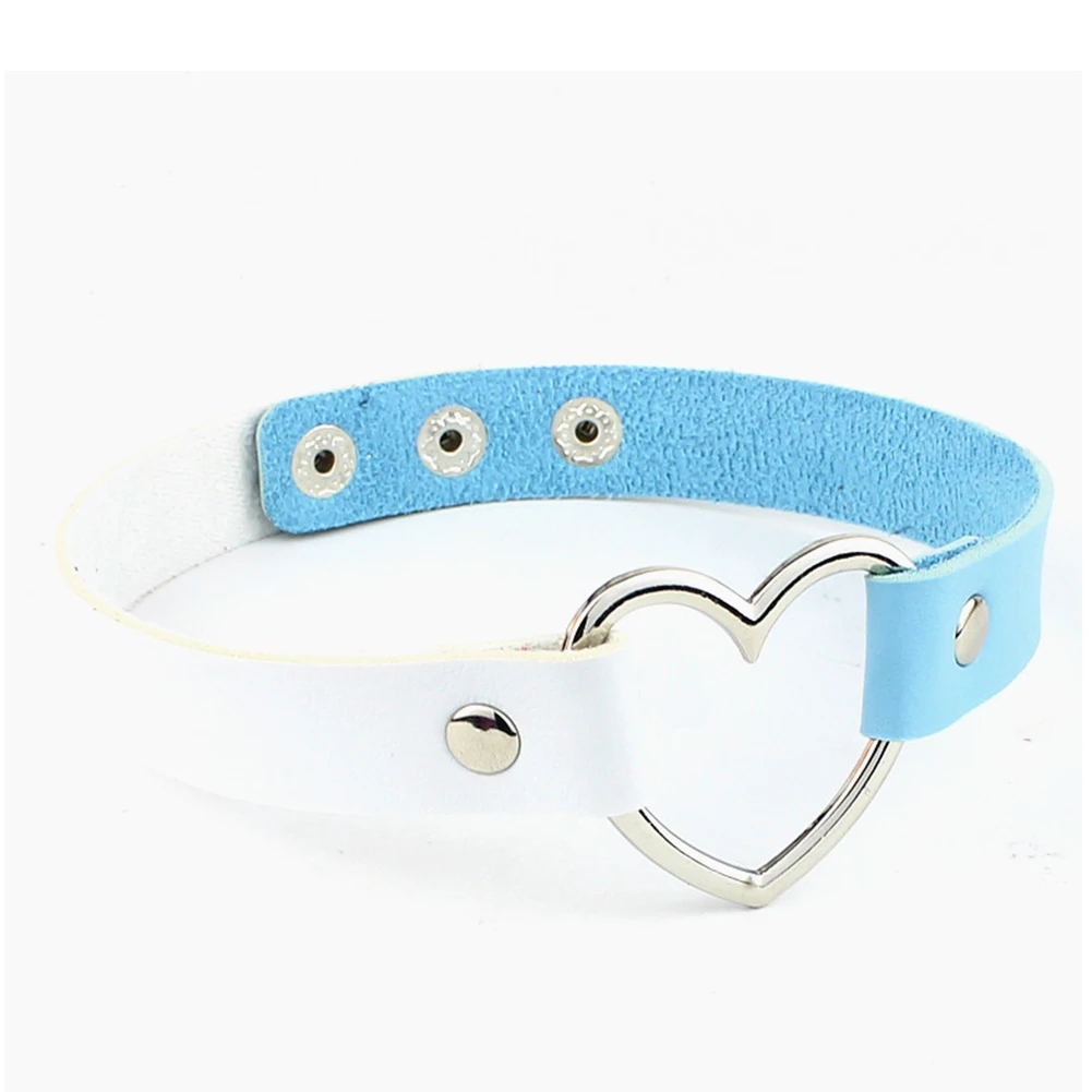 Multi Colors Punk Leather Women Choker Necklaces Fashion Heart shape Pendant Necklace Female Mix Color Jewelry | Украшения и