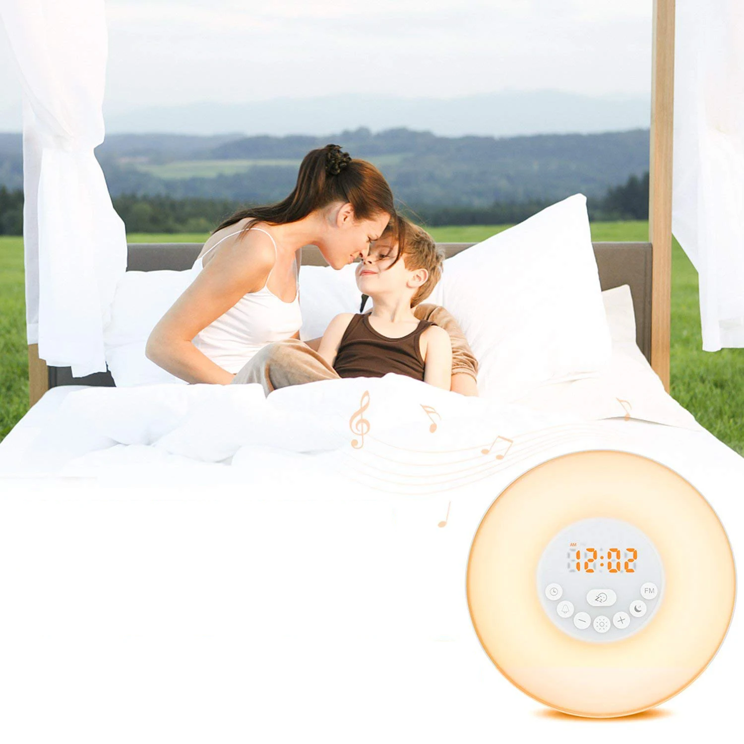 IG-Alarm Clock Wake Up светильник-Sunrise/Sunset Simulation настольная прикроватная лампа Защита глаз