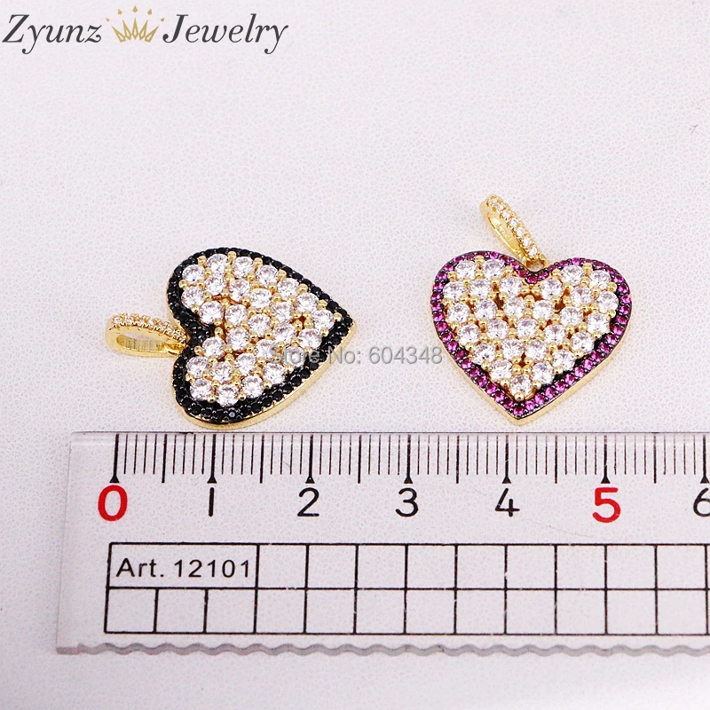 

5 Strands ZYZ320-6976 CZ Micro Pave Heart Pendant/Charm, Cubic Zirconia Pave Heart Shape Gold Charm Necklace, Fashion Jewelry