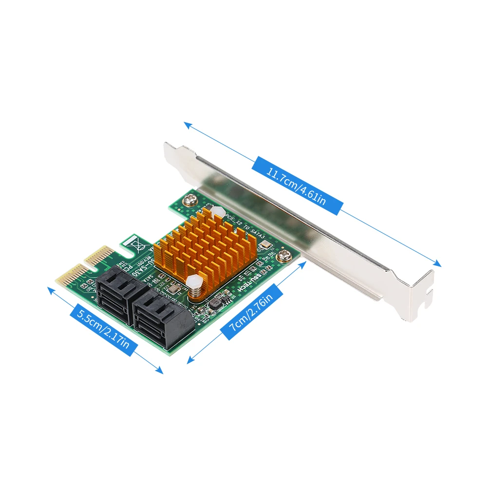Карточка для ПК SATA3.0 PCI E X2 на 4 порта SATA3 6 Гбит/с|Платы расширения| |