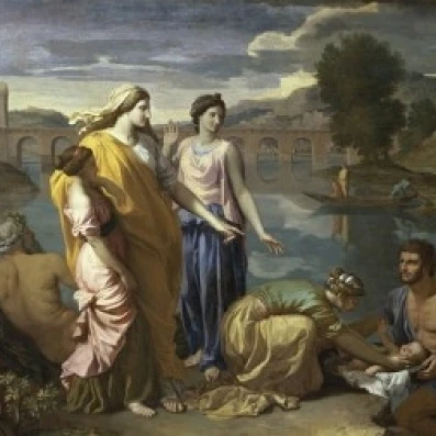 Moses Saved from the Water 17th C Nicolas Poussin (1594 1665/French) Musee du Louvre Paris Print (18 x (18x24)|Таблички и знаки| |