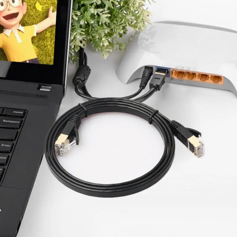 10 гигабитный плоский Ethernet Кабель для домашнего офиса CAT 7 RJ45 сетевой Lan кабель