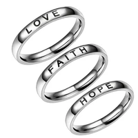lovefaithhope unisex ring titanium steel couple ring creative alphabet jewelry hot simple high polishing wedding band ring