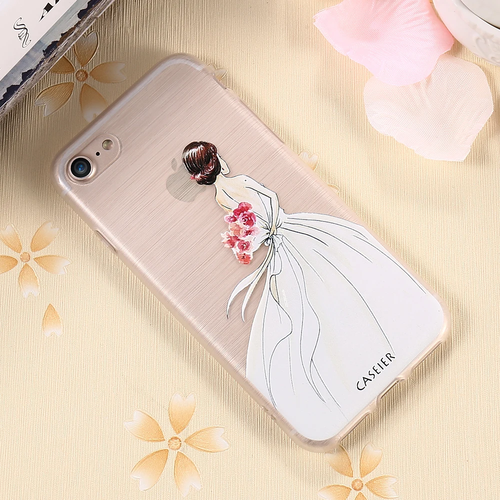 CASEIER Beauty Girly Ultra-thin Phone Case For iPhone X 8 7 Plus Cover Soft TPU Silicone Funda Capinha Coque | Мобильные телефоны и