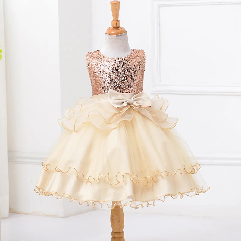 2019 Children Girls Dress Flower Sequined Red White Party Princess Costume Child Dresses for 6 7 8 9 10 to 12 Years B1A9BA | Детская