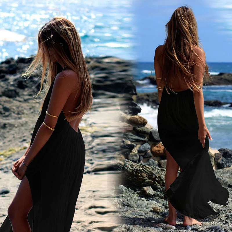 Сексуальное черное платье с открытой спиной robe femme vestidos Женская одежда sukienka kleider