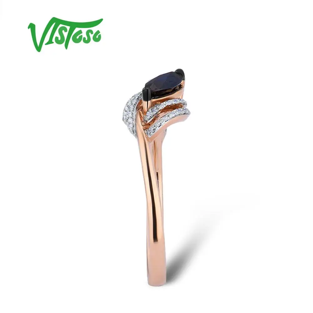 VISTOSO золотые кольца для женщин Подлинная 14 K 585 розовое золото кольцо сверкающие