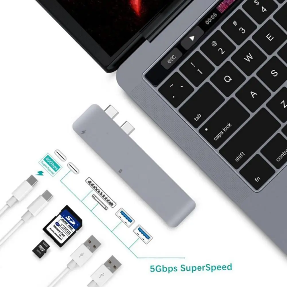 New Brand USB Hub Combo Card Reader Type-C 3.0 Converter Adapter 4K HD 6 In 1 Dual USB3.0 Ports | Компьютеры и офис